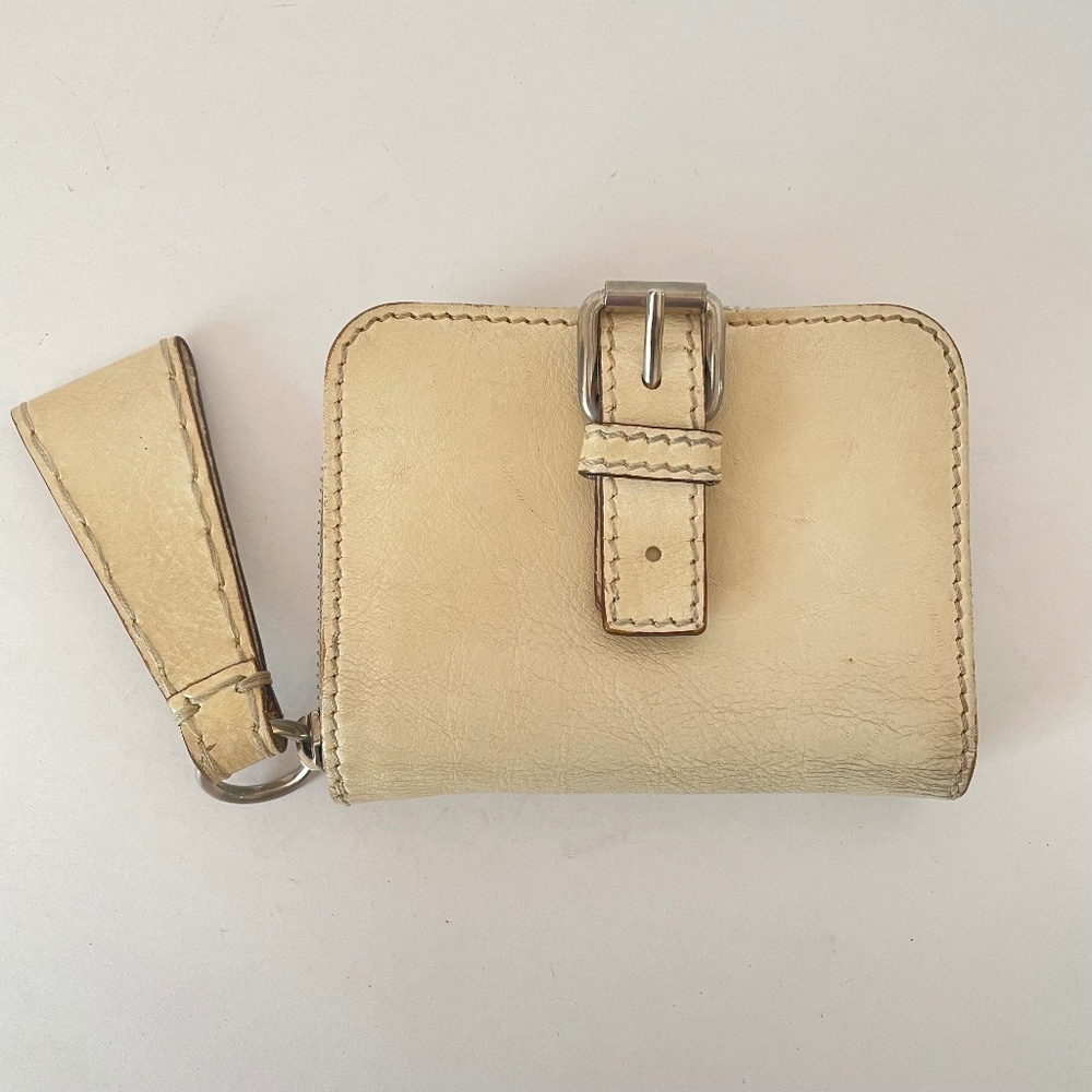 Chloe Edith Bifold Zip Wallet Beige Leather